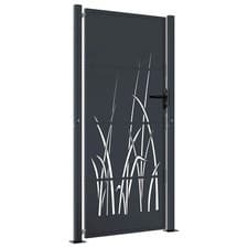 Image of Garden Gate Outdoor Gate Fence Gate Fence Anthracite Steel Grass Design vidaXL