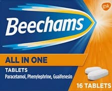 Image of Beechams All In One Cold Flu Tablets Cough Medicine for Adults 16 Pack x 2 (32)