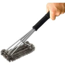 Image of 18" Triangle Metal BBQ Grill Cleaning Brush Heavy Duty 3-Branch Steel Durable