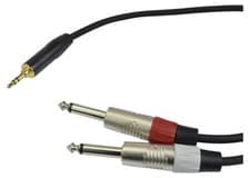 Image of 2 x Mono ¼" Jack to 3.5mm Stereo Jack Cable Black – 1.5m or 3m Lead Lengths