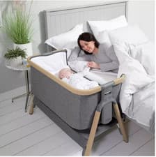 Image of Tutti Bambini CoZee Air Bedside Rocking Crib, Oak & Charcoal LIMITED OFFER!!🔥🔥