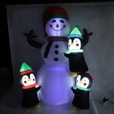 Image of US Plug 1.8m Height Christmas Inflatable Snowman Penguins With Led Lights Bl WL
