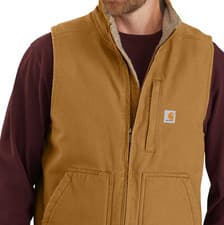 Image of Carhartt Mock-Neck Gilet Vest Washed Duck Sand Brown Size XL Loose Fit OVERSIZED