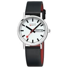 Image of Mondaine Classic Mens Watch with Black Vegan Leather Strap A667.30314.11SBBV