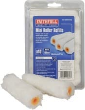 Image of Faithfull Mini Roller Refills 100mm Medium Pile 4 Inch Pack of 10 FAIRMINI10M