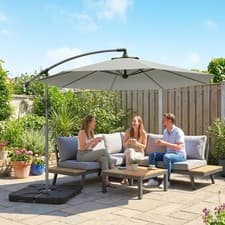 Image of 3(m) Garden Banana Parasol Cantilever Umbrella w/ Base Weights & Cover