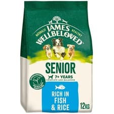 Image of 12kg James Wellbeloved 7+ Years Senior Dry Dog Food Rich in Fish & Rice