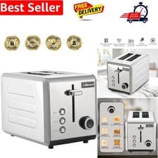 Image of 2-Slice Toaster Wide Slots with Frozen, Cancel and Reheat Settings, Full Stai...