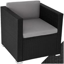Image of Garden Furniture Armchair Rattan Decking Chair Set Outdoor Patio Seat Cushions