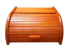 Image of Large Wooden Orange Bread Bin Apollo 40x30x18 cm Full Loaf Kitchen Storage