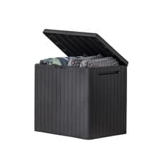 Image of Keter City 30 Gallon Resin Outdoor Storage Box and Patio Furniture Side Table