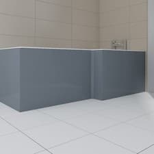 Image of Gloss Grey 1700mm L Shape Shower Bath Front Panel