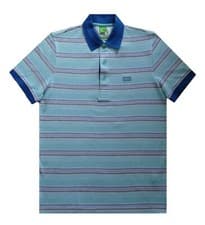 Image of New Hugo Boss green blue striped thick cotton paddy golf pro polo t-shirt M L