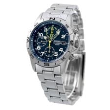 Image of SEIKO SND379P1 SND379P Wristwatch Watch Blue Silver Chronograph Quartz w/ Box