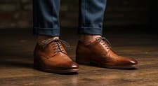 Image of Stylish Handmade Leather Brogues for Men – Brown Wingtip Lace-Up Shoes