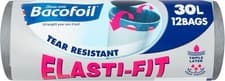 Image of Bacofoil Elasti-Fit Kitchen Bin Liners Tear Resistant Leak Proof 30L│12 Bags