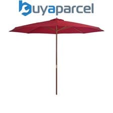 Image of Charles Taylor Burgundy Red Wooden Parasol Sun Umbrella Shade 2.7m