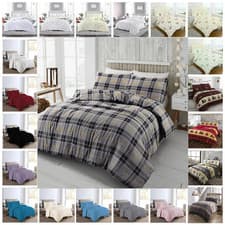 Image of Flannelette 100% Brushed Cotton  Duvet Quilt Cover Bed Set Double King Single 