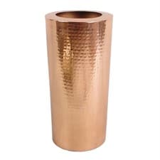 Image of Metal Vase Leaf 15x30cm Hammered Antique Copper Metal Rustic 10cm Inner Handmade