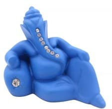 Image of Ganesha Statue-Resin Statue-God of Wisdom-New Beginning- Hand Made-Blue