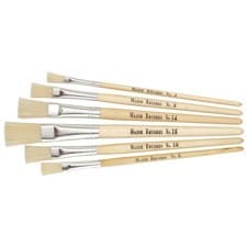 Image of Major Brushes Short Handle Flat Hog Brushes - Pack of 6