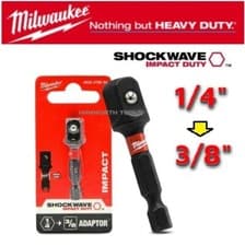Image of Milwaukee 3/8" Socket Adapter Shockwave Impact Duty 4932478054 1/4" Hex