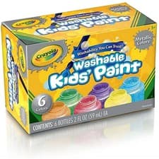Image of New Sealed Crayola 6 Washable Metallic Kids Paints 59ml Bottles Bright Colours