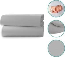 Image of Cot Fitted Sheets Clair De Lune Bed 100% Cotton Grey 140 X 70 Cm - Uk Stock