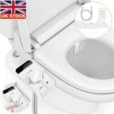 Image of Bidet Toilet Seat Attachment Self Cleaning Dual Nozzle Bathroom Water Spray UK