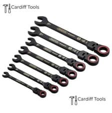 Image of Draper Expert Black Flexible Head Combination Ratchet Spanner 8-19mm Select Size