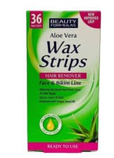 Image of Beauty Formulas 36 X Aloe Vera Wax Strips Hair Remover Face & Bikini Line UNISEX