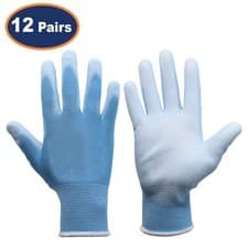 Image of Safety Gloves PU Palm Blue Grip Work Builders Protection Glove M Size 12-Pairs