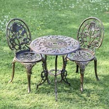 Image of Deluxe Cast Aluminium "Bouquet" Bronze Two Seater Bistro Set