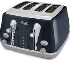 Image of De'Longhi CTOC4003.BL Icona Capitals 4 Slice Toaster with Defrost Function 1800W