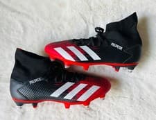 Image of Adidas Predator 20.3 Firm Ground Black Red Mid Cut Football Boots - UK 7