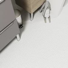 Image of Oregia White Ceramic Mosaic tile sheet, (L)310mm (W)315mm