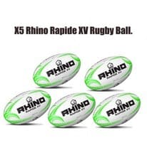 Image of 7.79    NEW   rhino rapide rugby BALL  size 5  / 4  /  3  WHITE GREEN  freepost