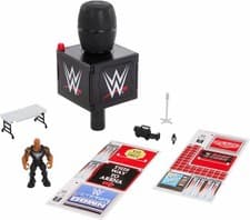 Image of Mattel WWE Knuckle Crunchers 2-in-1 Microphone & Playset with Action Figure & 2