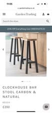Image of 2 x Garden Trading-Clockhouse Crafted Raw Oak Kitchen/Bar Stool.  New/Boxed.