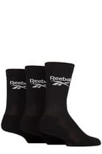Image of Reebok Socks Mens & Womens Core Ribbed Cushion Cotton Crew 3 Pair Sizes 2.5-12.5