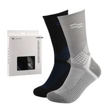 Image of 2 pairs men hiking walking socks breathable Half calf black grey size UK 7-11