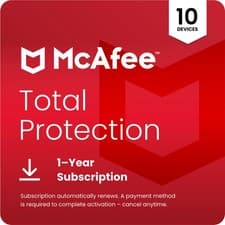 Image of McAfee Total Protection Antivirus 2026 10 Devices 1 Year Auto-Renewal - Digital