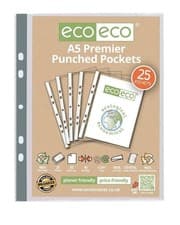 Image of A5 Smooth Glass Clear Premier Punched Plastic Pockets - 25 Pockets