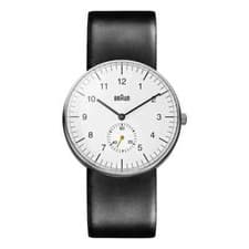 Image of BN0024 Braun Gents Mens Classic Watch White Dial Black Leather Strap New