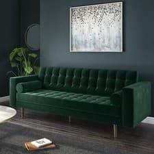 Image of 3 SEATER GREEN VELVET SOFA