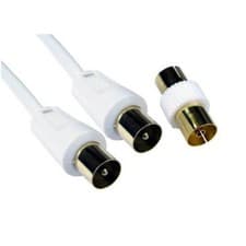 Image of TV Coaxial Cable Male to Male with Female to Female Coupler 2 Metre