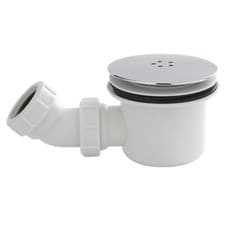 Image of 90mm Chrome Mega-Flow Shower Tray & Easy-Clean Waste Trap Bathroom Vented Dome