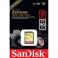 Image of SanDisk Extreme 32 GB SDHC Class 10 Memory Card up to 90 Mbps