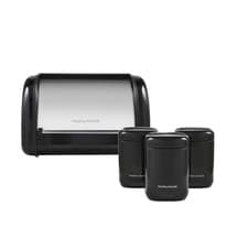 Image of Morphy Richards Black Compact Bread Bin & Small Cannisters Bundle Equip 951125