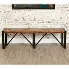 Image of Reclaimed Large Dining Bench Urban Chic Rustic Wood Seating for Kitchen
